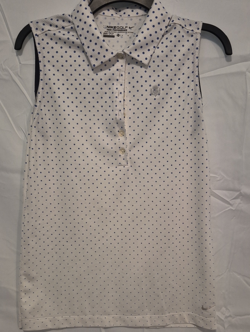 Nike Golf Tour Performance Sleeveless Polka Dot Polo Shirt Medium